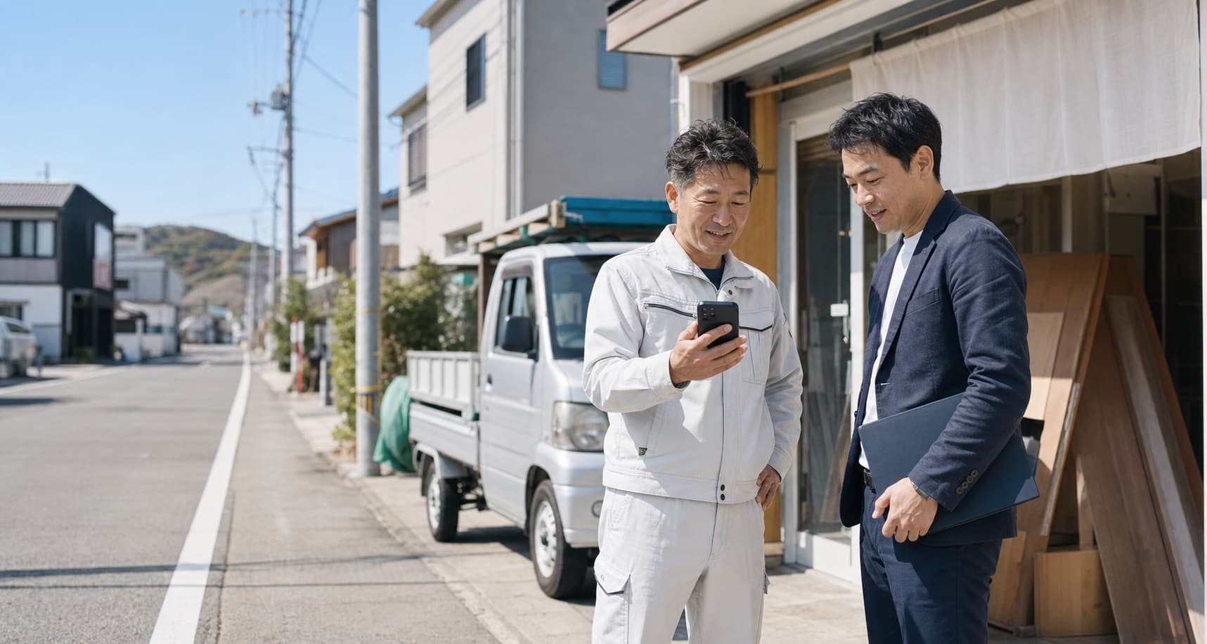 スマホを使って事業情報を確認するToworksのイメージ